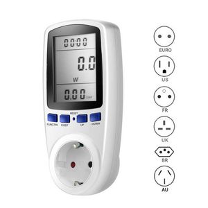 220V AC EU Dijital LCD Güç Ölçer Wattmetre Soket KWH Enerji Fr US UK AU BR Ölçüm Outlet Analizörü