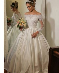 Ball Hown vestidos de noiva Свадебные платья для женщин с длинным рукавом свадебные платья Жемчужные кружев
