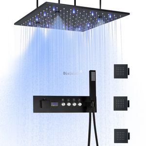 Badezimmer LED 400X400mm Duschkopf konstante Temperatur Digitalanzeige Massage Regenspray Dusche Wandmontage Wasserhahn Duschsystem