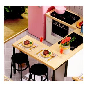 Doll House Accessories 124 Wood Dollhouse Miniatures Diy Kitchen Kit With Dust ER LED Light LJ201126 Drop Leverans Toys Gifts Dolls DHRCD