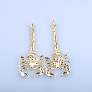 Exaggerated Scorpion Studs Earrings for Women Gold Big Statement Street Party Dangles Luxury Fashion Design Animal Pendant Alloy Drop Earring Ear Charm Lady Gifts