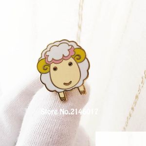 Pins broszki 10pcs Ram Lovely Animal Goat Brooch Factory Custom Made Cute Alpaca Lapel Pin odznaka twarda emalia Pins metal craf dhwp3