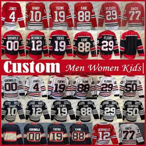 88 Patrick Kane Custom Heren Dames Hockeyshirt voor kinderen 29 Marc-Andre Fleury 19 Jonathan Toews Alex DeBrincat Kirby Dach Seth Jones