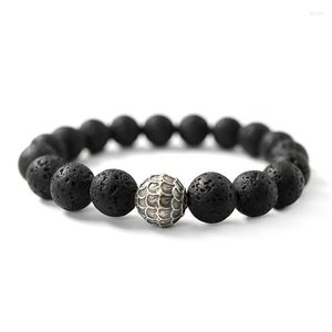 Strand Lava Stone Charm Bransoletka Smoka Scale Men Fashion Tread Lucky Spiritual Rock Vintage Rustyka