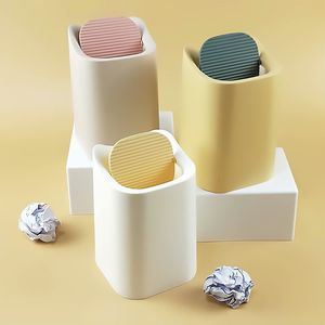 Waste Bins Mini Desktop Trash Can 3color Garbage Storage Box Living Room Coffee Table with Cover Small Paper Basket Plastic Garbage Bag 221208