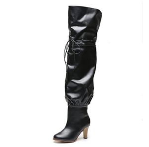 Branded Women Letter Canvas Overtheknee Boot Pointed Toe Zipper Slipon Designer Girl Leather High Heel Rubber Outsole ThighHig7868517
