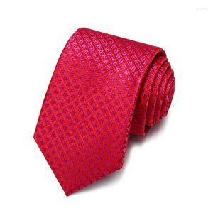 Bow Ties 2022 Fasion Red Jacquard Dokuma Erkekler 7cm İnce Düğün Partisi Erkekler Kravat Damat Boyun Kravat Yüksek kaliteli hediye kutusu