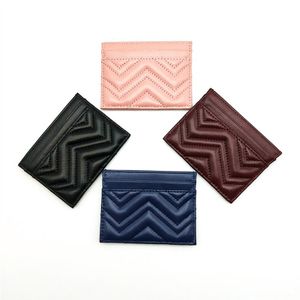 Fashion Credit Bank Card Holder Wave Classic Men Women Genuine Real Leather Zig Zag Mini Wallet With Box284S