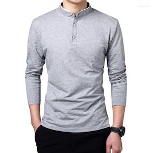 Camisetas masculinas 2022 Men's Polo Business Work Casual Cotton Spring e Autumn Slave Stand Collar Slim Plus