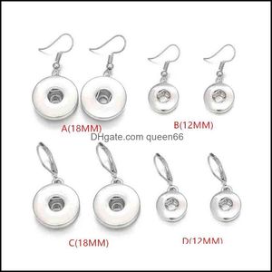 Dangle Chandelier Sier Plated 12Mm 18Mm Snap Button Earrings For Women Snaps Buttons Jewelry Drop Delivery Dhlns