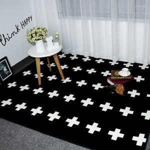 Mattor mode svarta vita korsar vardagsrum sovrum dekorativa mattor omr￥de matta badrum golvd￶rr yoga baby barn krypa lekmatta pad