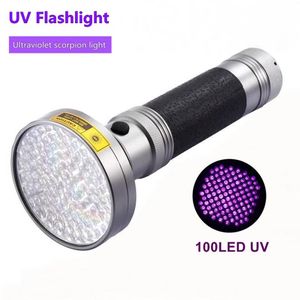 100LED 고전력 UV 손전등 토치 395NM 자외선 전갈 전갈 애완 동물 소변 누출 감지 LED 조명 AA 배터리