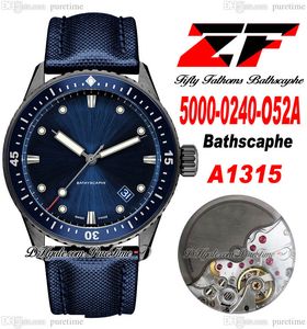 ZF Fifty Fathoms Bathyscaphe A1315 Automatic Mens Watch 5000-0240-O52A Steel Case Blue Dial Super Edition Sail-Canvas Strap 50 Fathoms Puretime A06b2 on Sale