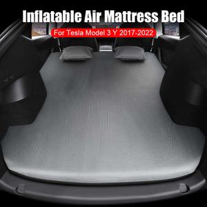Cojines de asiento cama para el automóvil colchón de aire inflable almohada trasera trasera tela de gamuza accesorios para muebles interiores para acampar para tesla modelo 3 y 1209
