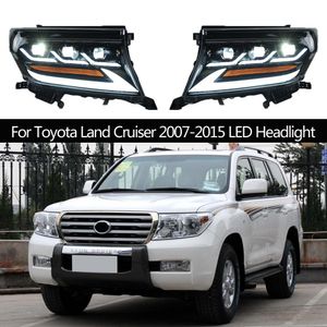 Faróis de carro luzes de corrida diurna para o Toyota Land Cruiser 2007-2015 LED FARECTILL SINDER SINAL SINGRO DE VIBRA ALTA Lâmpada frontal