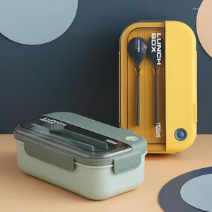 Dinnerware Sets Portable Lunch Box For Kids Microwavable Bento With Cutlery Japanese Style Plastic Storage Containers
