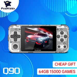 Powkiddy Q90 -spelspelare 3 tum IPS -sk￤rm Handh￥llen konsol Dual Open System Game Console 16 Simulators Retro PS1 Kids Gift 3D Games