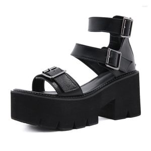 Сандалии летние толстого на каблуках римские женщины повседневная обувь мода Zip Gladiator Женская платформа обувь сандалии de las mujeres