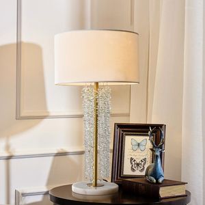 Masa lambaları Amerikan ülke basit kristal şelale saf bakır lamba Avrupa oturma odası dekorasyonu