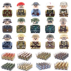 Blocks Kids Toys 24-48/lot WW2 Military Fight Building Soldier Wholesaleランダムな組み合わせ誕生日プレゼント221209