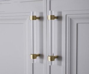 Handles puxa a alça da porta acrílica Armário transparente e botões de gaveta de ouro Móveis de peito de luxo cozinha de cozinha Pull3258767