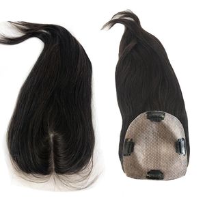 Natural silk top human hair toppers for womens toupee hair pieces with 6"x6" large base skin crown european virgin remy 15x16cm