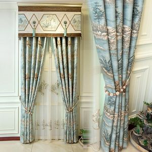 Curtain 2022 Chinese High-precision Three-dimensional Embossed Curtains Finished Custom Blackout For Living Dining Room Bedroom