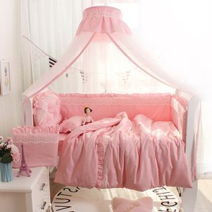 Bed Rails Princess Style Solid Ding Set för spädbarn Bomull Crib Ding Kit Born Cot Bumpers med ark ZT112 221209