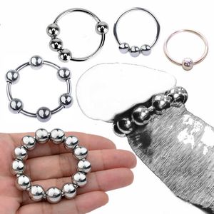 Cockrings sex toy Metal 6 Sizes Penis Ring Sex Toys For Men Male Delay Ejaculation Stainless Steel Cock Glans Stimulator Increase Orgasm