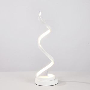 Tischlampen, spiralförmige LED-Schreibtischlampe, 20 W, Acryl, mit modernem Design, weißes/warmes/neutrales Licht, Schlafzimmer, Arbeitszimmer, Nachttisch