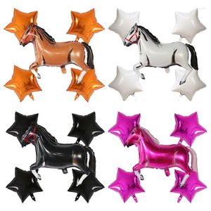 Party Decoration 5Pcs Large Tan White Horse Foil Balloons Children Happy Birthday Balloon Animal Baloon Farm Baby Shower Globos