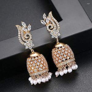 Boucles d'oreilles en peluche Gypsy Jhumka Bollywood Crystal Beads Tassel Bells Drop Bridal Wedding Party Dubai Jewelry Jhumki Ethnique