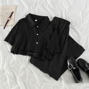 Herren Casual Shirts Sommer Short Blazer und Hosen Frauen 2 Stück Set Koreaner Anzug Sets Style Female Outfits 2022