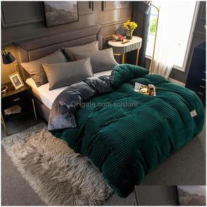 Bedding Sets Double Colorwork Magic Veet Duvet Er Fashion Solid Color Cartoon Print Comforter Winter Thick Home Lj201128 Drop Deli2406