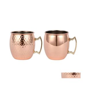 Canecas onças de cobre martelado Moscou me caneca copo de cerveja coquetel de café para entrega de aço inoxidável home jardim cozinha dini dhvhj