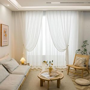 Curtain Nordic Modern Minimalist Curtains Chiffon Satin White Yarn Solid Color Light-transmitting Living Room Gauze Balcony Bedroom