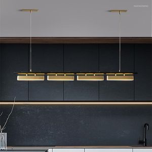 Pendant Lamps Dining Room LED Chandelier Modern Creative Black Gold Combination Hanging Lamp Nordic Coffee Shop Bar Kitchen Island