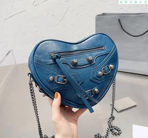 Le Cagole HH برشام الحب أكياس سلاسل Crossbody Bag Le Cagole Bag Bag Women Leather Counter Counter مع رسالة مرآة القلب خمر Shinny LLW0