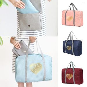 Duffel Bags большую мощность складная туристическая одежда Организатор унисекс багажные женские сумочки Catoon Line Love Printing Duffle Sag