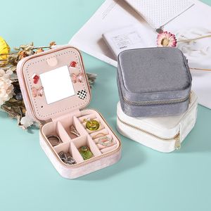 Velvet Jewelry Box Portable Travel Jewelry Case Earring Storage Boxes Rings Necklaces Holder Organizer for Wedding