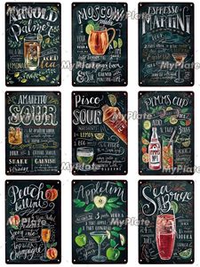 Cocktail Vintage Beer Metal Painting Bar Signs Home Wall Decor Metal Poster Tin Sign Man Cave Club Decora￧￣o Pub Cozinha Placa de cozinha 20cmx30cm woo