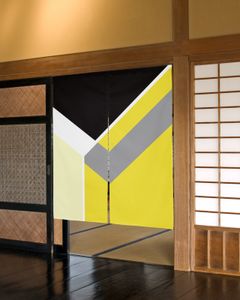 Vorhang-Fensterbehandlungen, abstrakte gelbe geometrische Textur, Türvorhang im japanischen Stil, Schlafzimmer-Trennvorhänge, Küche, Eingang, zum Aufhängen, 221208