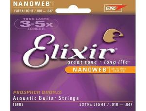Elixir 16002 Nanoweb Acoustic Guitar Strings Extra Light 1047 Phosphor Bronze6155999