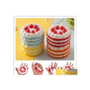 Bolo de brinquedo de descompressão bolo mole Stberry por creme amarelo café vermelho azul decoração de jumbo lento SLG 003 Drop Toys Toys gi dhmnd