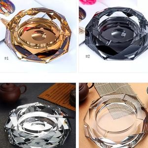 Ny Crystal Glass Octagonal Ashfray Ash Tray 5 Färger Fashion Creative Hotel Restaurang Hem Möbler Tillbehör Hantverk Ashtrays Wholesale