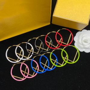 Brincos de argolas letra de moda brincos de cor redonda j￳ias de designer Luxo feminino 6 cores