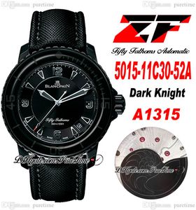 ZF Fifty Fathoms 5015-11C30-52A A1315 MANS MANS WATCH PVD Dark Knight Black Dial Super Edition Sail-Canvas Strap 50 Fathoms Watches