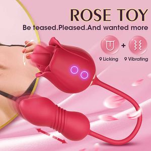 Sex toy Vibrator Massager Rose Toy Women Clitoris Tongue Licking Thrusting G Spot Dildo Nipple Clit Stimulator Adult Toys Game for Couple NY00 CC2C