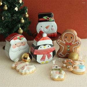 Cadeau -wrap schattige kerstkoekjes jaar kerst ornamenten snoepdozen cadeaus doos ijzer