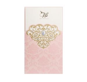 New Wedding Invitations Cards Pink Laser Cut Hollow Out Lace Flower Business Invitation Card For Party Supplies By DHL7832442